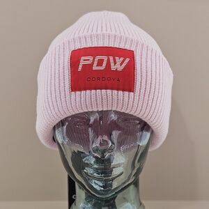 The Pow Cordova Beanie Digital Pink Merino Wool Knit Logo Outdoor Winter Skiing